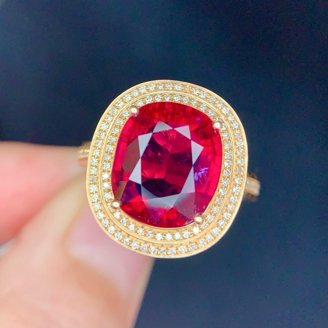 14k Gold 5 Ct Natural Tourmaline & Diamond Ring - 3