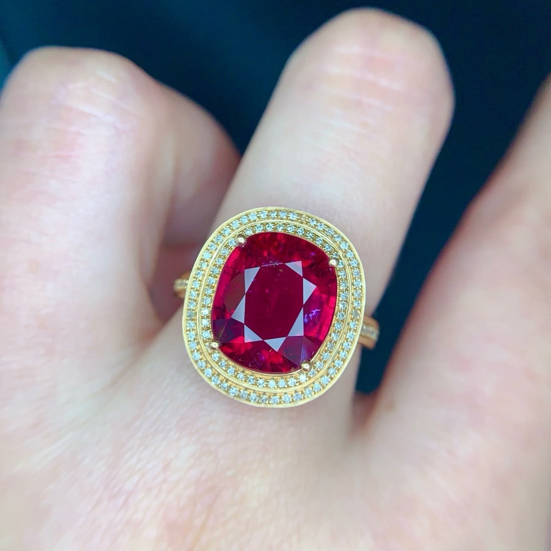 14k Gold 5 Ct Natural Tourmaline & Diamond Ring - 4