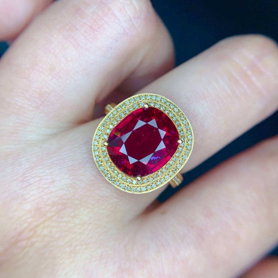 14k Gold 5 Ct Natural Tourmaline & Diamond Ring - 5