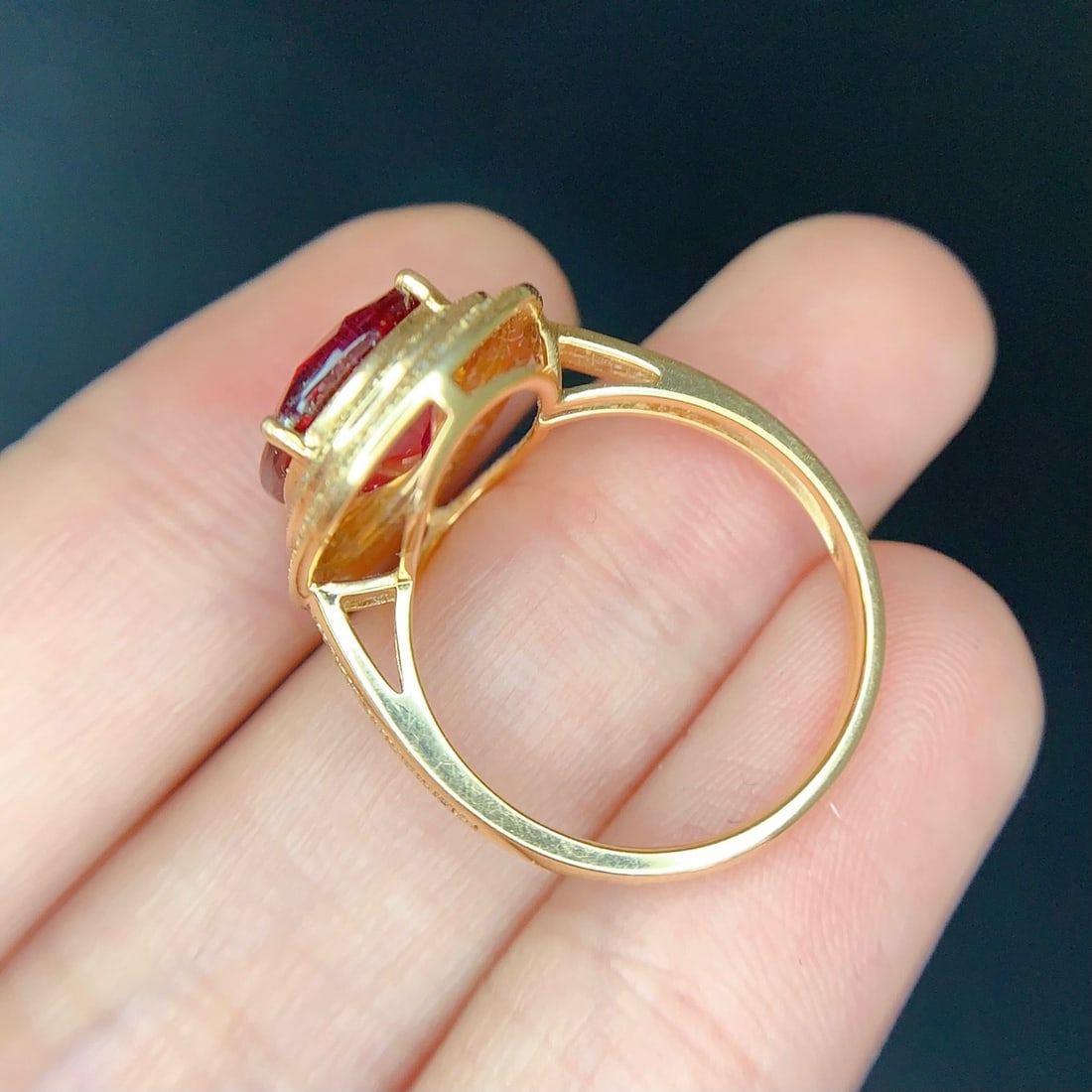 14k Gold 5 Ct Natural Tourmaline & Diamond Ring - 6