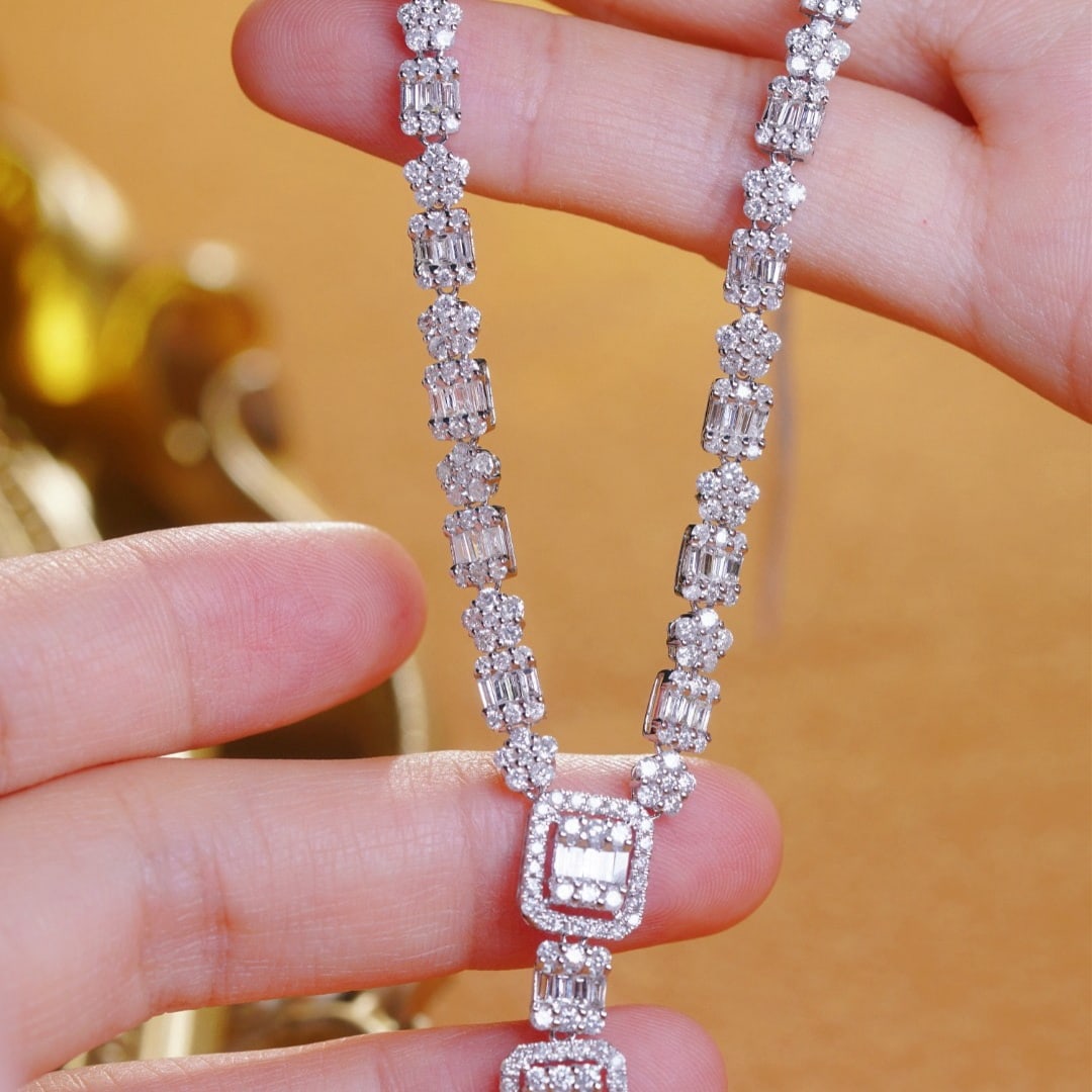 14k Gold 3.50 Ct Natural H Diamond Necklace - 2
