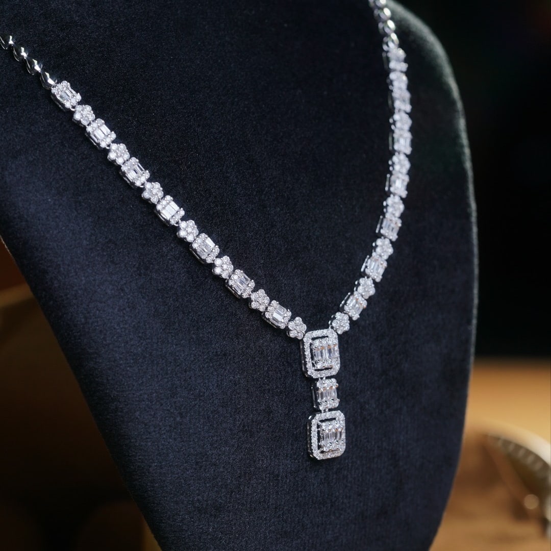 14k Gold 3.50 Ct Natural H Diamond Necklace - 5