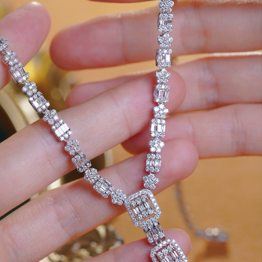 14k Gold 3.50 Ct Natural H Diamond Necklace - 6