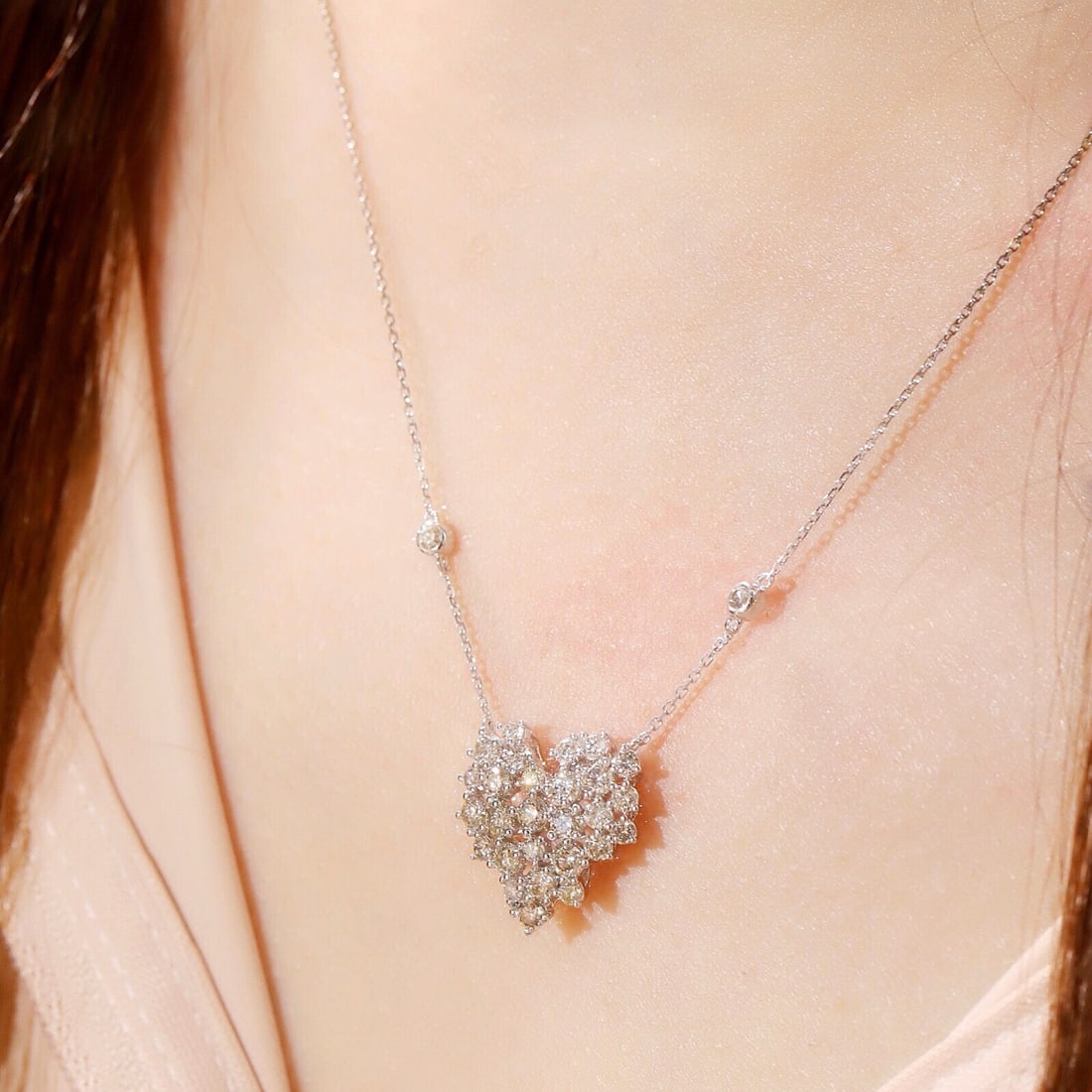 14k Gold 1.70 Ct Natural H Diamond Necklace - 2