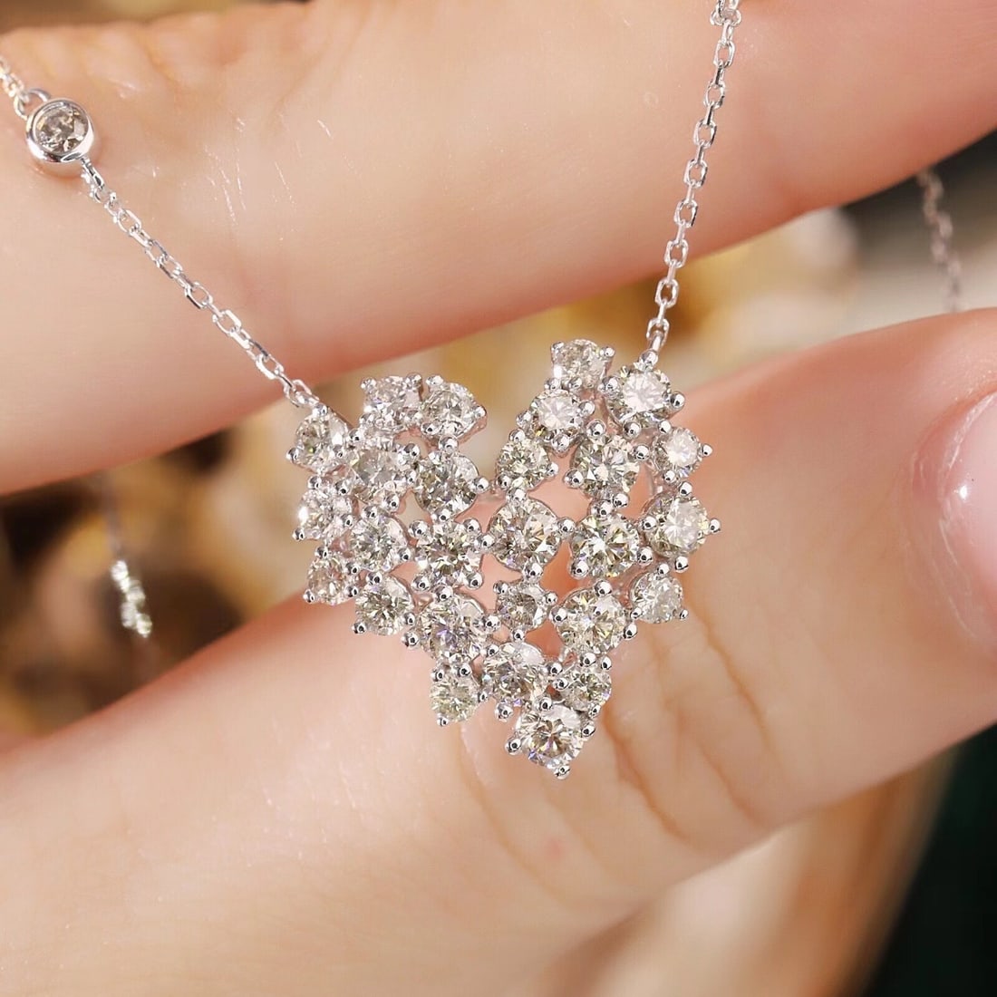 14k Gold 1.70 Ct Natural H Diamond Necklace - 3