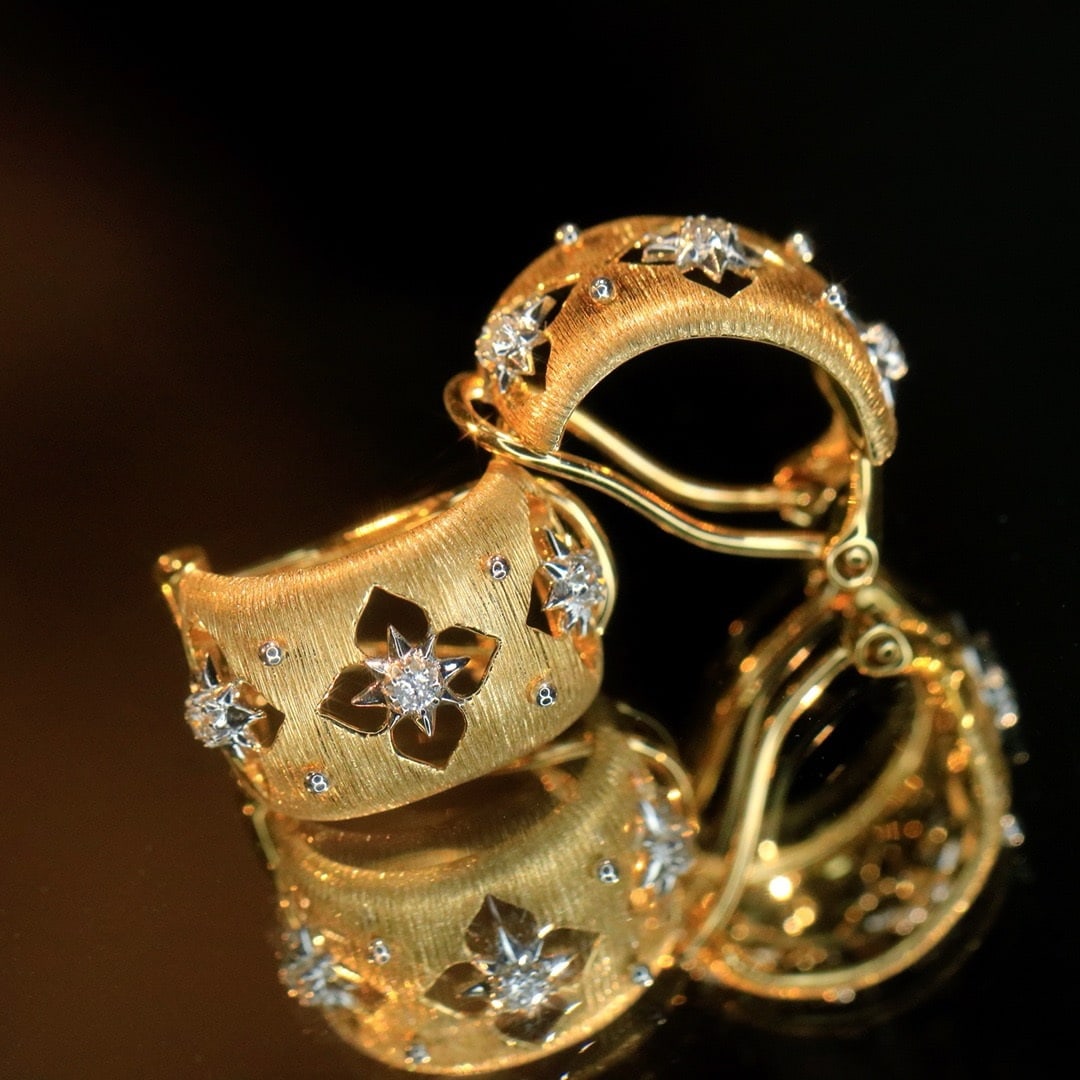 14k Gold 0.1 Ct Natural H Diamond Earrings - 6