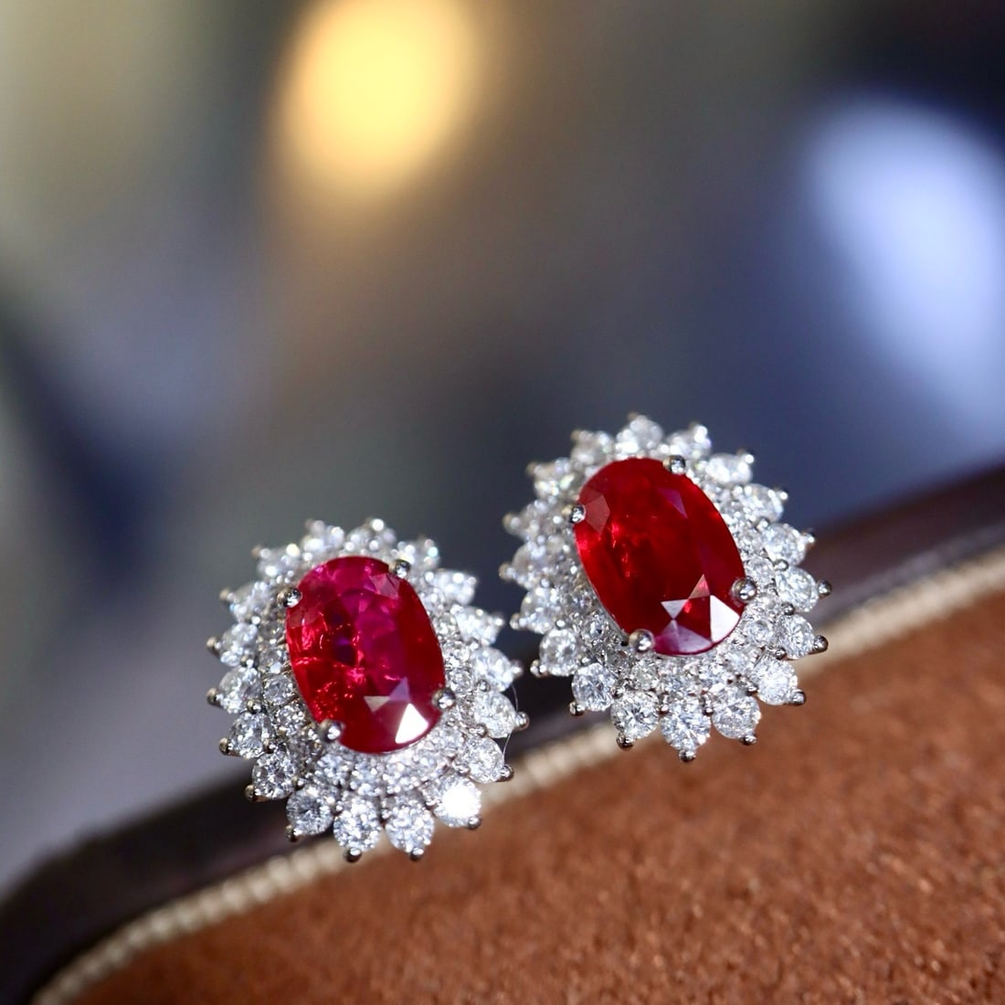 14k Gold 1.62 Ctw Vivid Red Natural Ruby & Diamond Earrings - 6