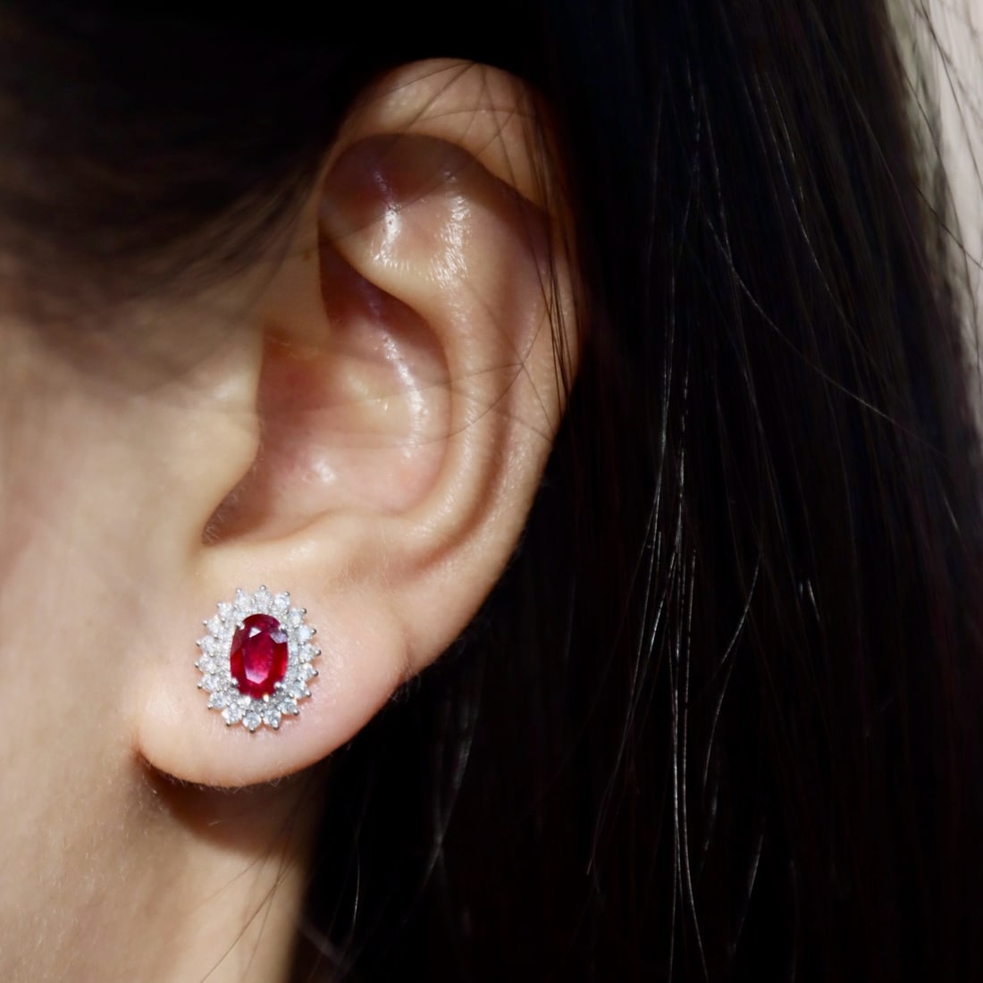 14k Gold 1.62 Ctw Vivid Red Natural Ruby & Diamond Earrings - 8