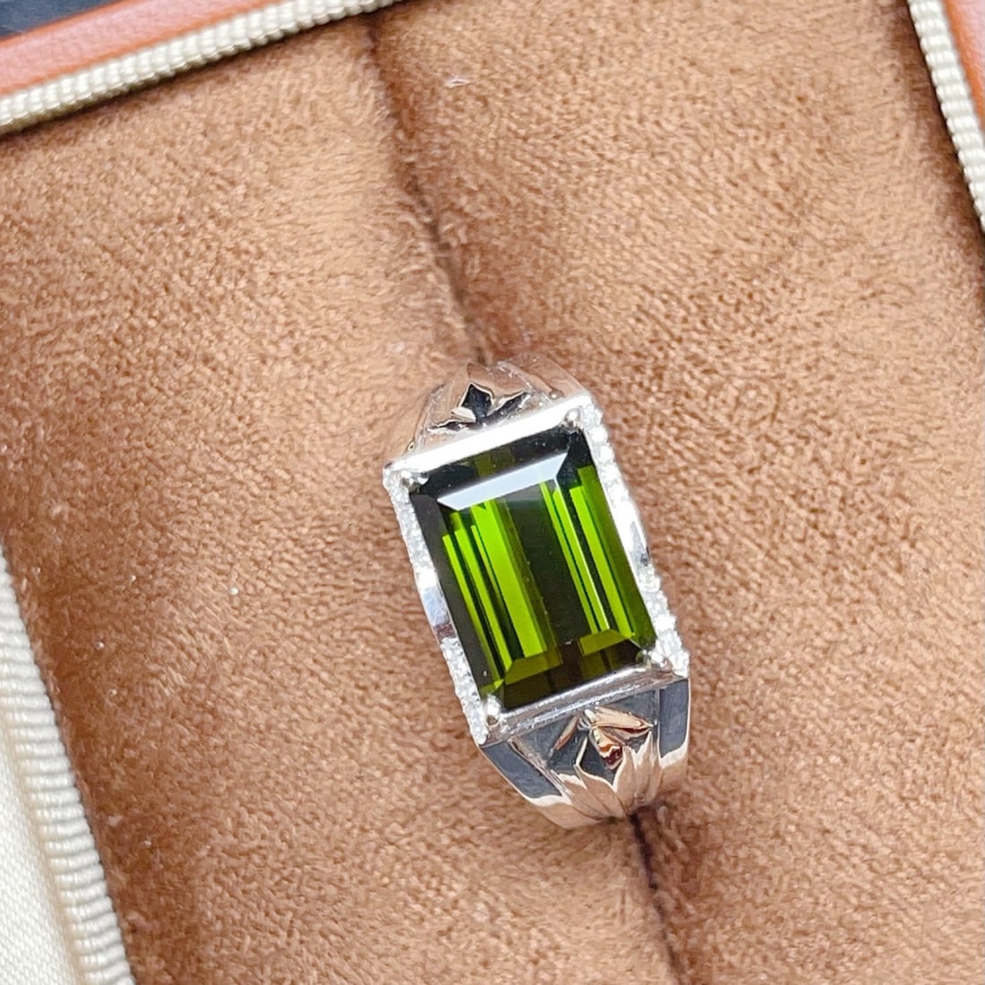 14k Gold 4.02 Ctw Natural Tourmaline & Diamond & Men¡¯s Ring - 2