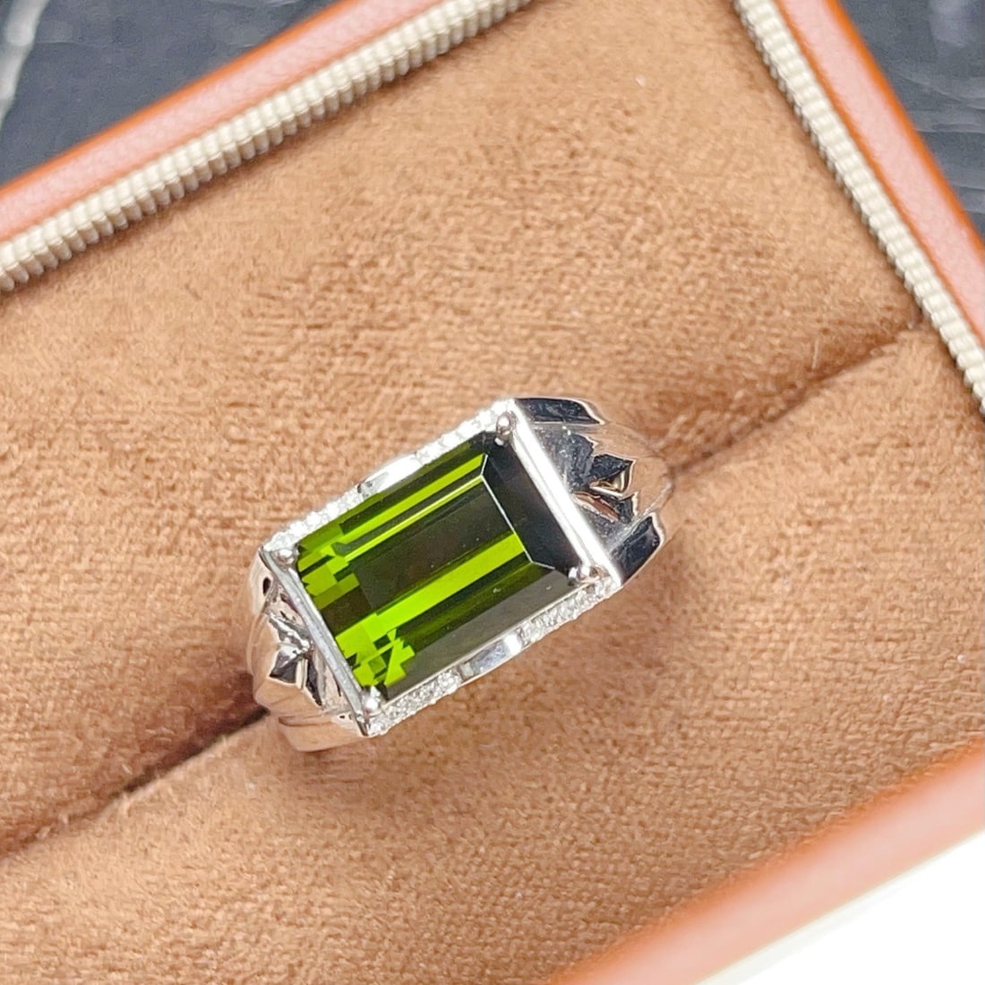 14k Gold 4.02 Ctw Natural Tourmaline & Diamond & Men¡¯s Ring - 3
