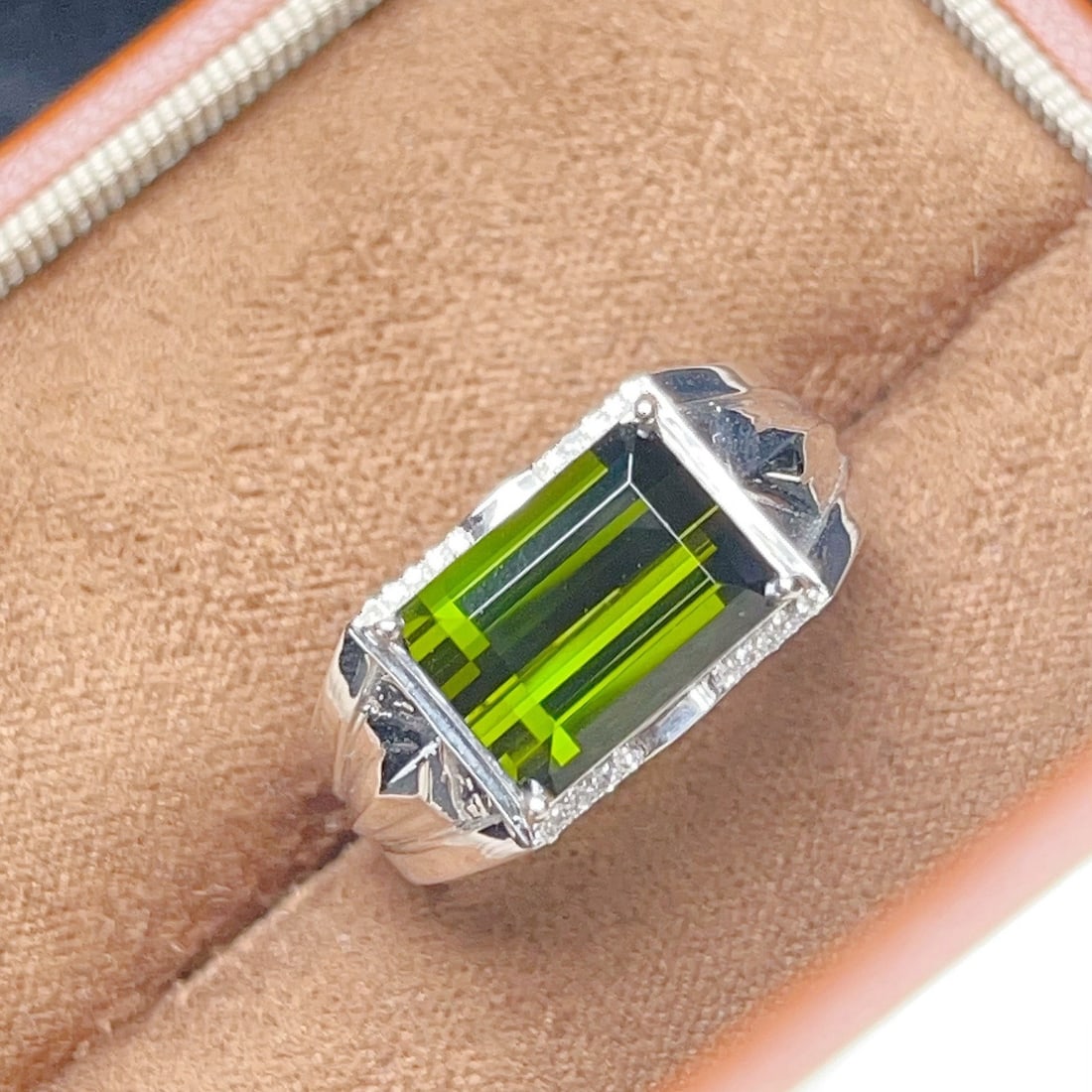 14k Gold 4.02 Ctw Natural Tourmaline & Diamond & Men¡¯s Ring - 4