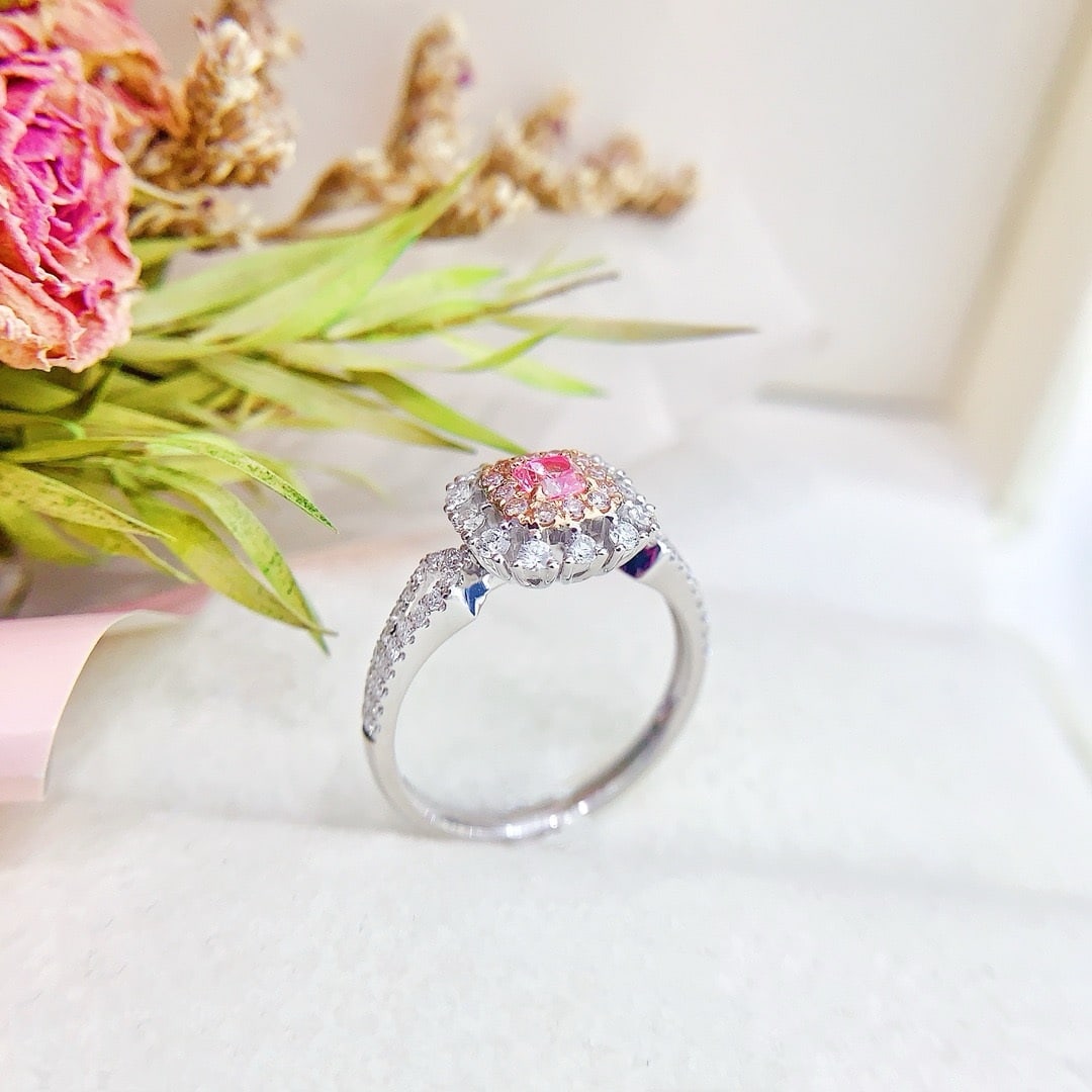 14k Gold 0.65 Ctw Natural Pink Diamond & Diamond Ring - 3