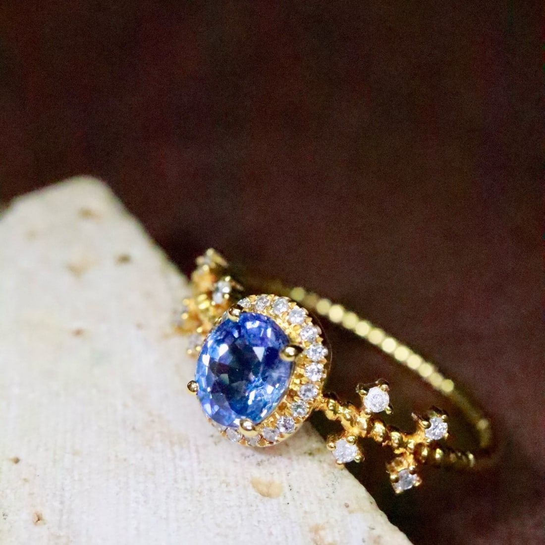 14k Gold 0.89 Ctw Natural Sapphire & Diamond Ring - 2