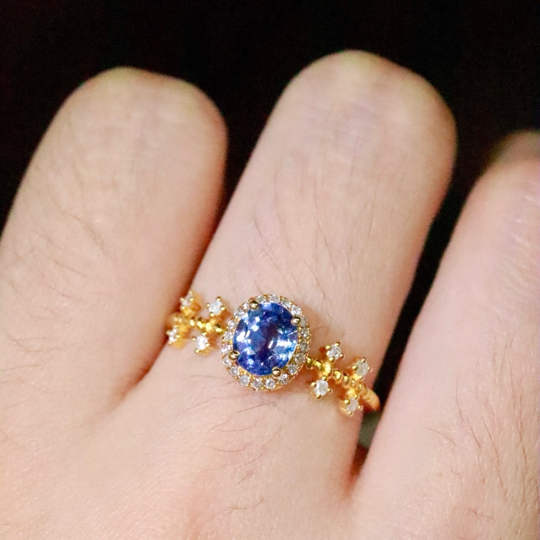 14k Gold 0.89 Ctw Natural Sapphire & Diamond Ring - 5
