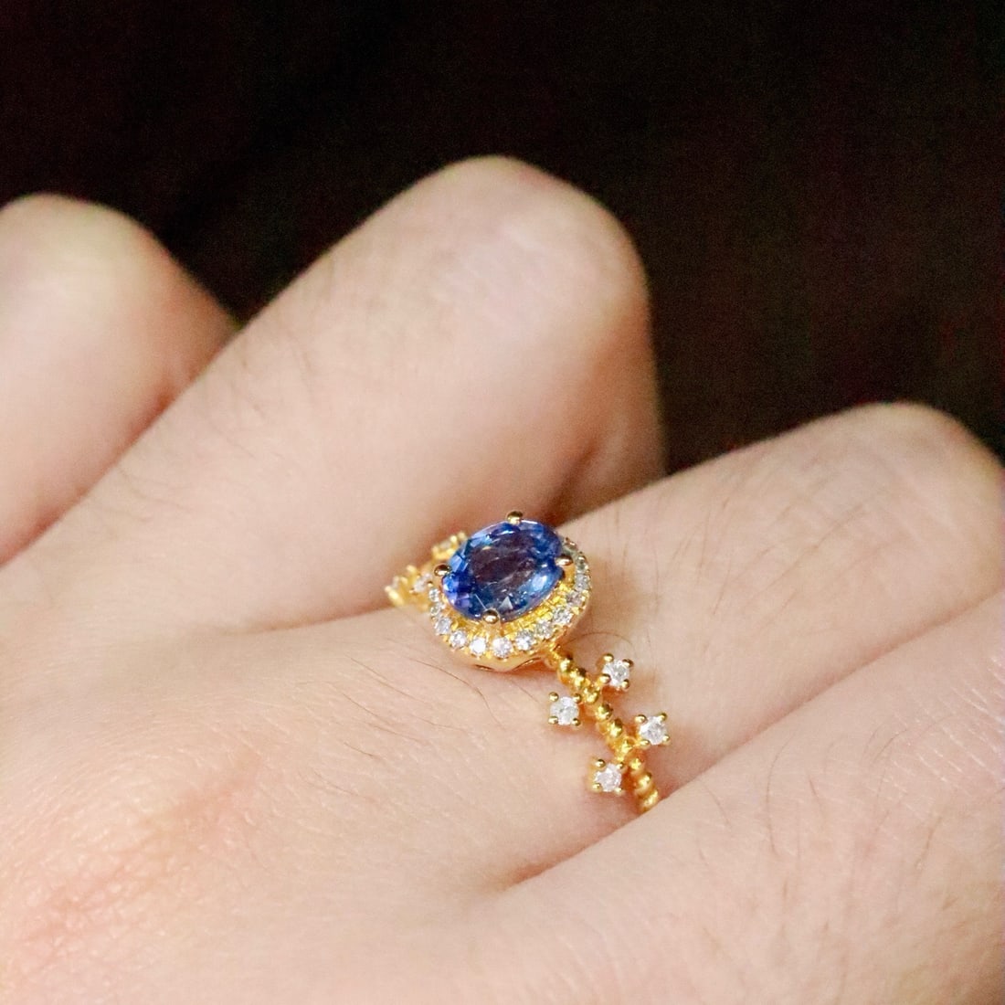 14k Gold 0.89 Ctw Natural Sapphire & Diamond Ring - 6