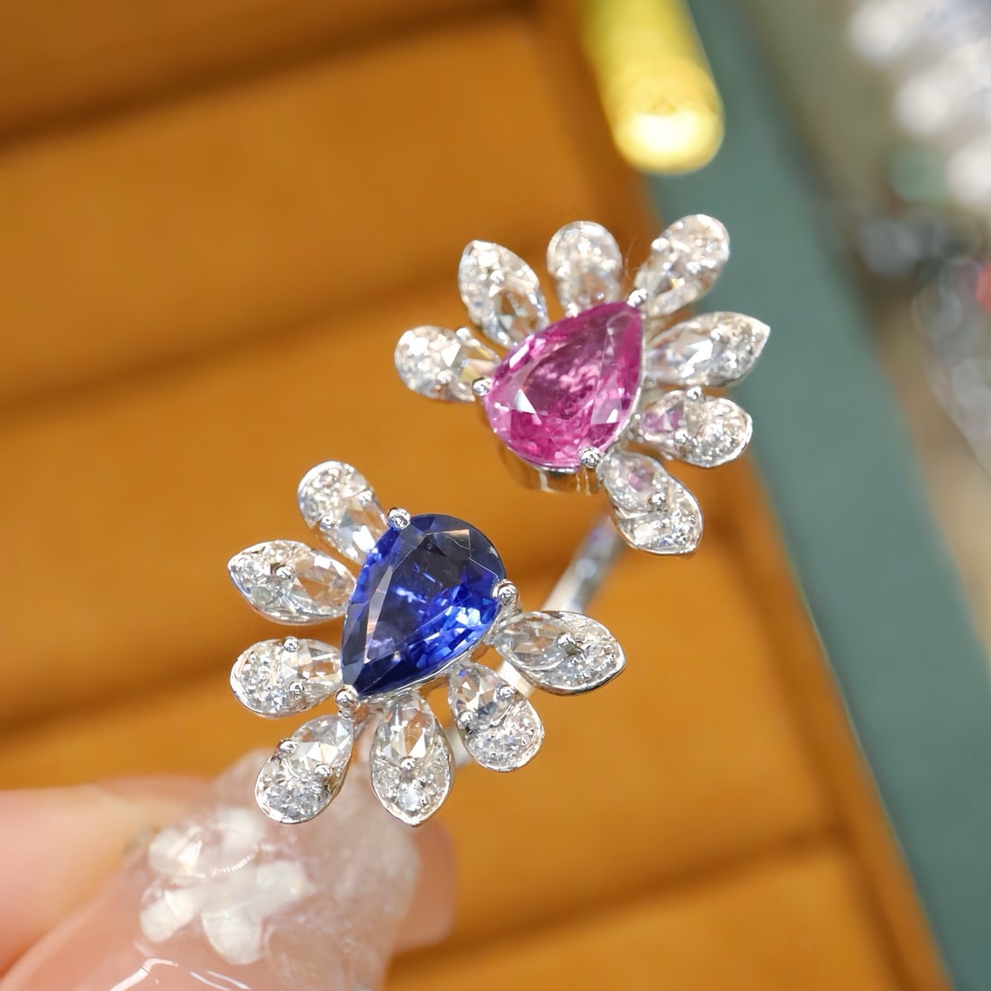 14k Gold 2.24 Ctw Natural Sapphire & Diamond & Toi Et Moi Ring - 2
