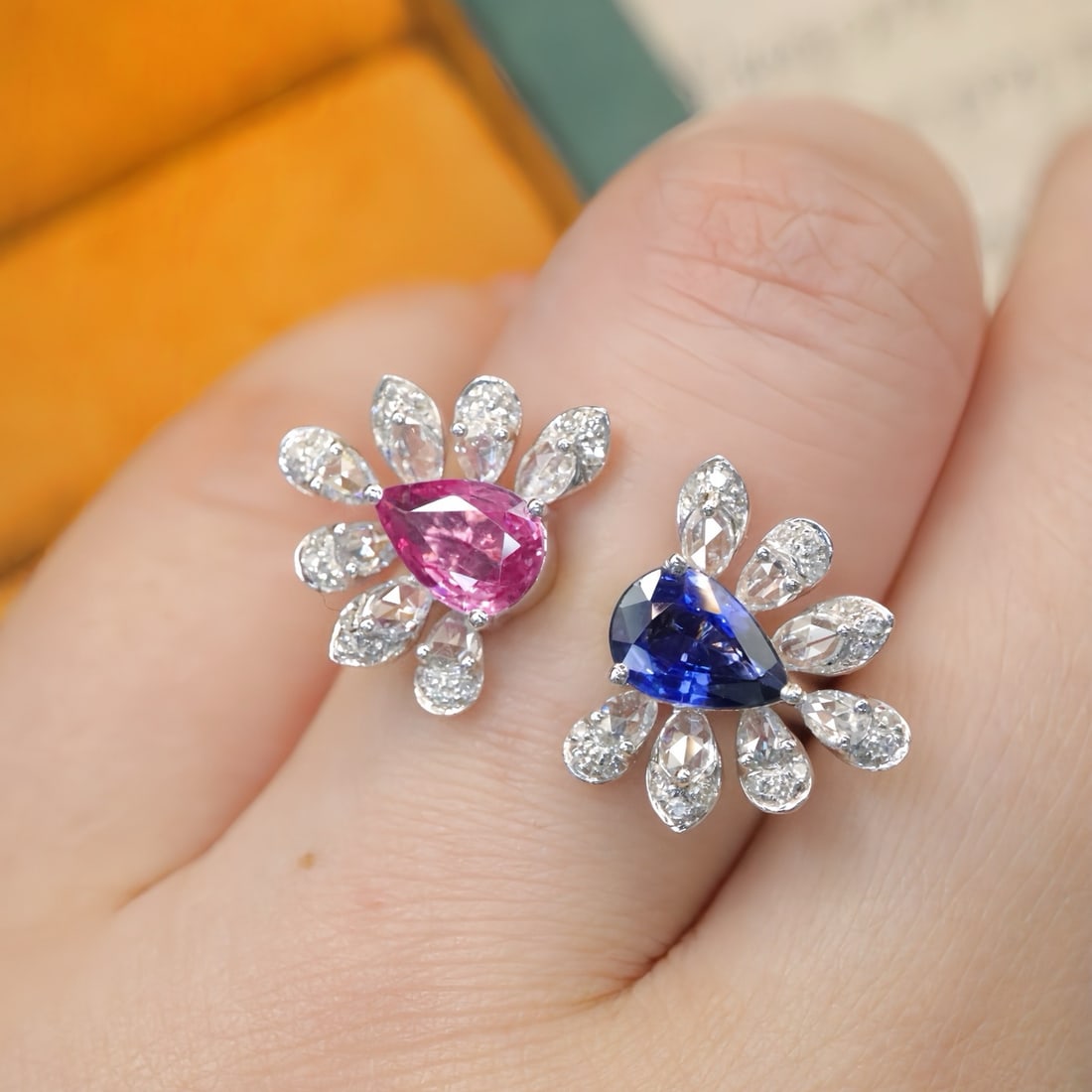 14k Gold 2.24 Ctw Natural Sapphire & Diamond & Toi Et Moi Ring - 5
