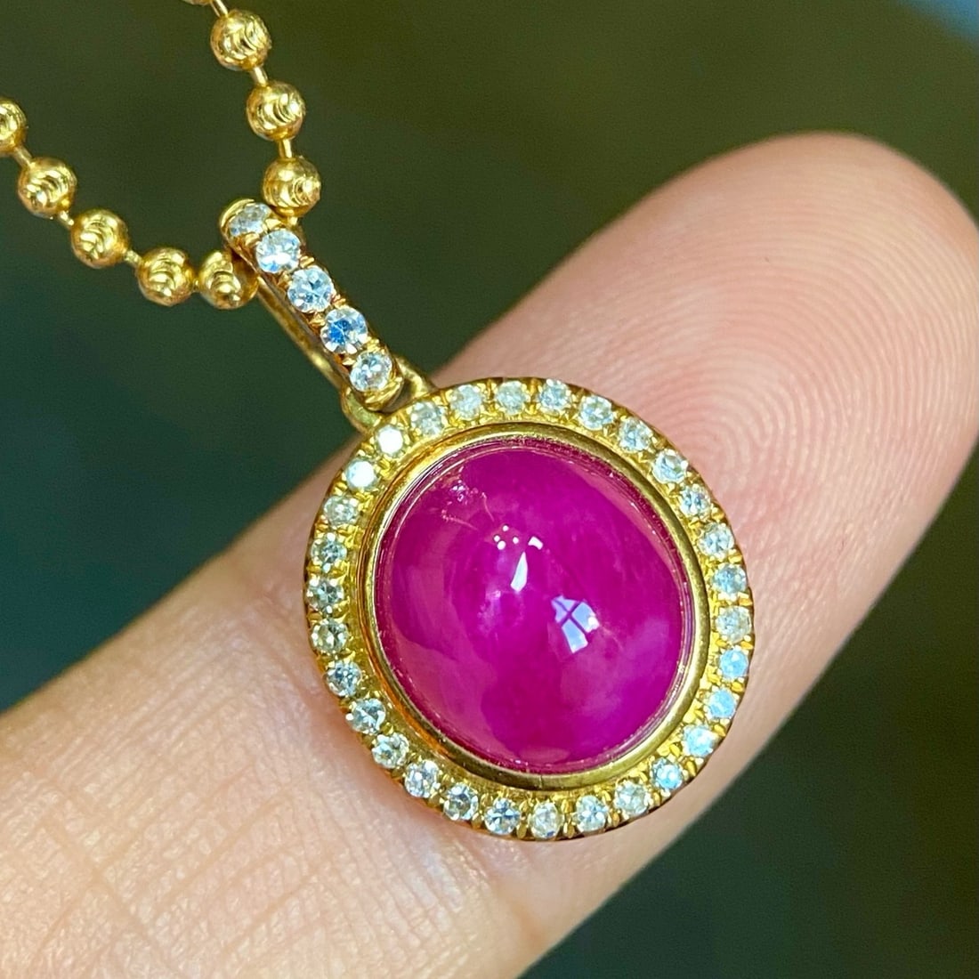 14k Gold 3.75 Ctw Natural Ruby & Diamond Pendant( Without Chain ) - 2