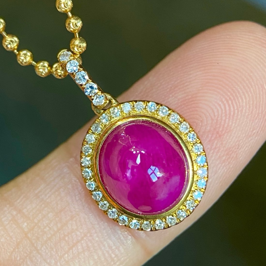 14k Gold 3.75 Ctw Natural Ruby & Diamond Pendant( Without Chain ) - 4