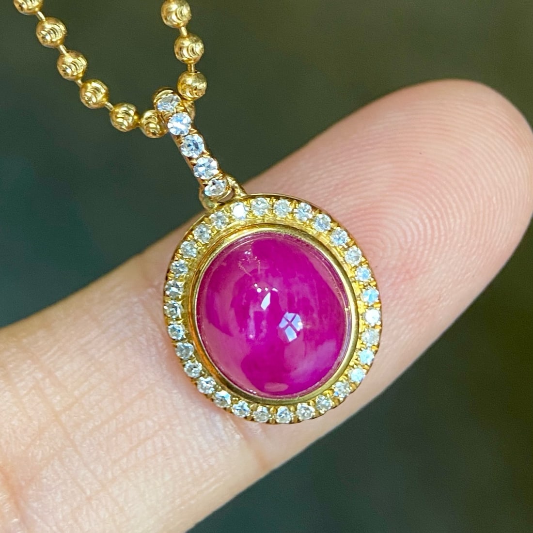 14k Gold 3.75 Ctw Natural Ruby & Diamond Pendant( Without Chain ) - 5