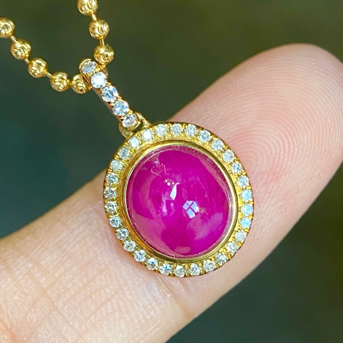 14k Gold 3.75 Ctw Natural Ruby & Diamond Pendant( Without Chain ) - 9