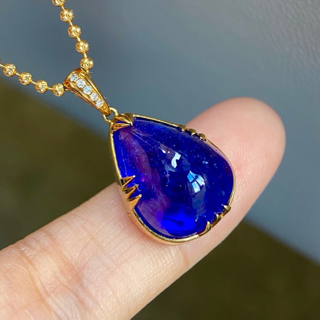 14k Gold 14.55 Ct Natural Tanzanite & Diamond Pendant( Without Chain ) - 6