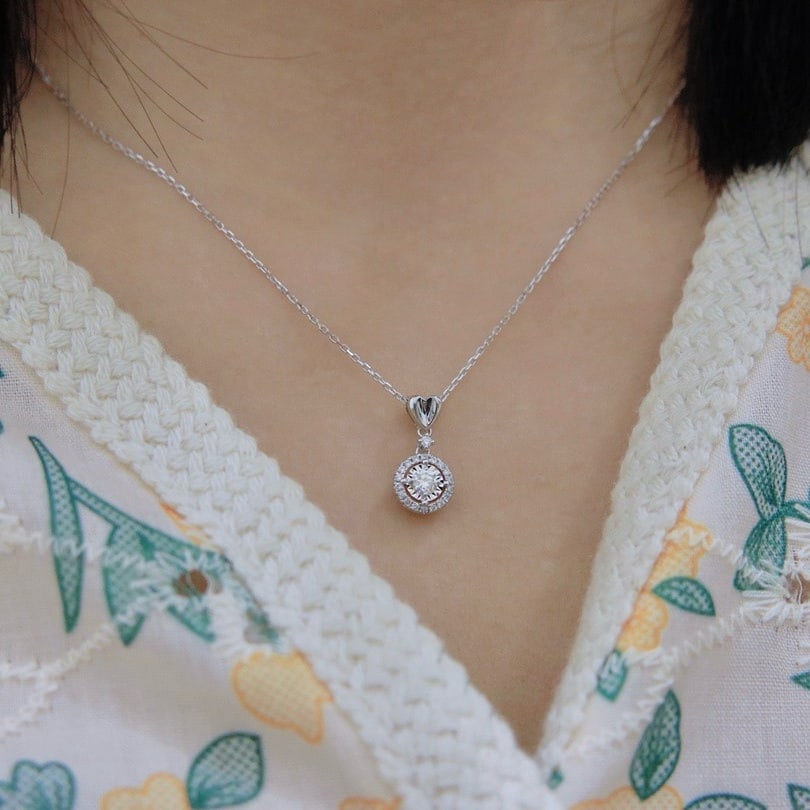 14k Gold 0.22 Ctw Natural H Diamond Pendant( Without Chain ) - 7
