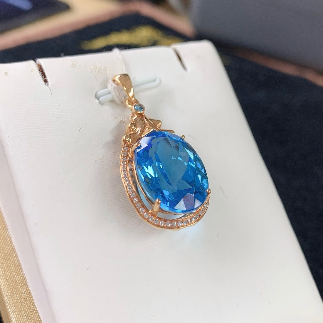 14k Gold 12.97 Ctw Natural Topaz & Diamond Pendant( Without Chain ) - 2