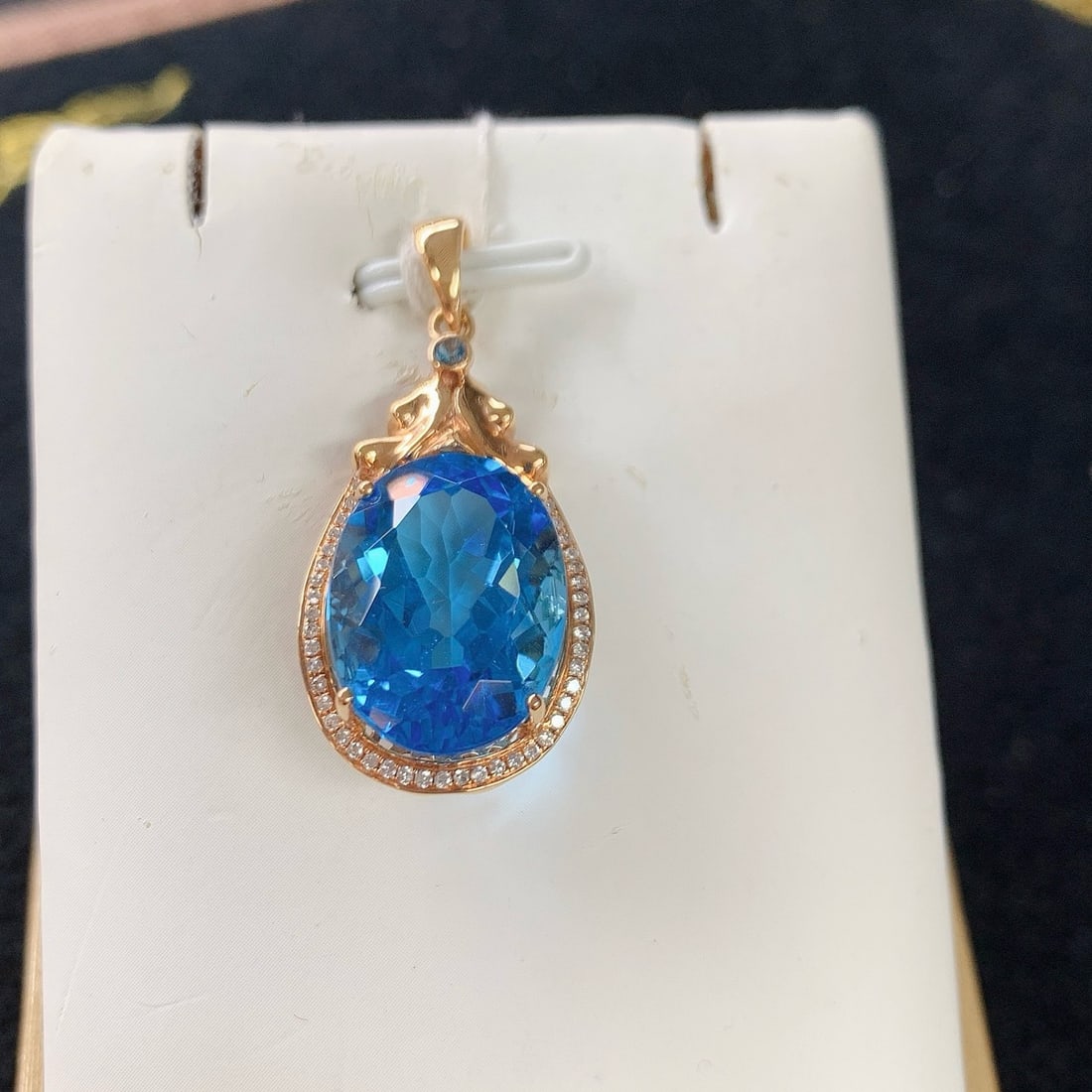14k Gold 12.97 Ctw Natural Topaz & Diamond Pendant( Without Chain ) - 3