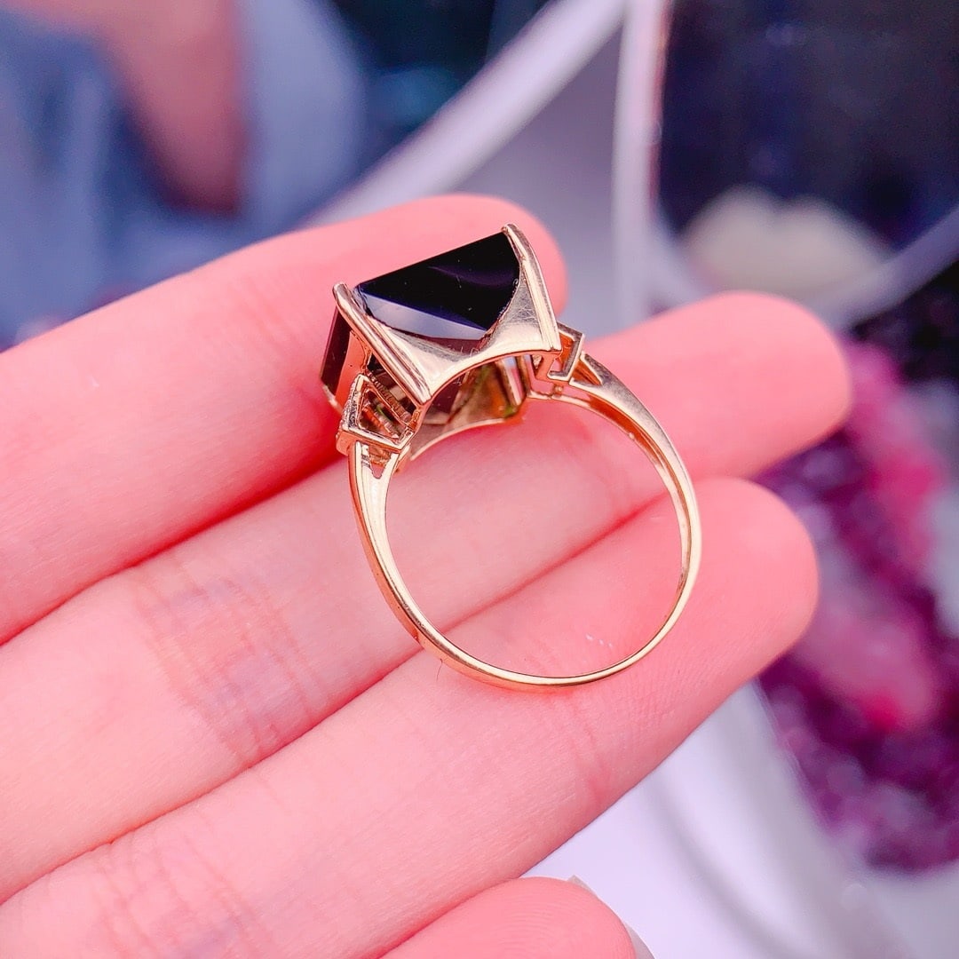 14k Gold 10.8 Ct Natural Tourmaline & Diamond Ring - 6