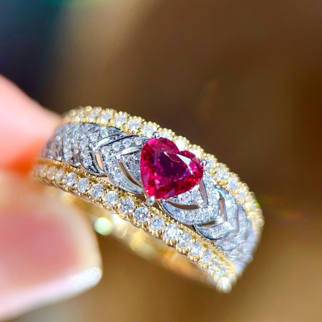 14k Gold 1.09 Ctw Natural Ruby & Diamond Ring - 3