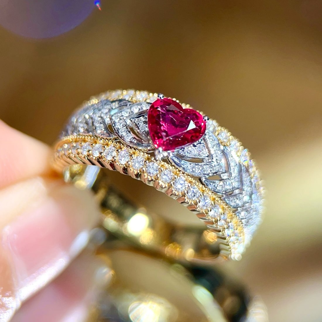 14k Gold 1.09 Ctw Natural Ruby & Diamond Ring - 4