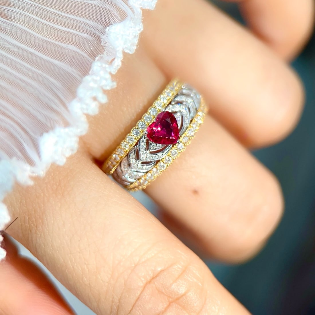 14k Gold 1.09 Ctw Natural Ruby & Diamond Ring - 6