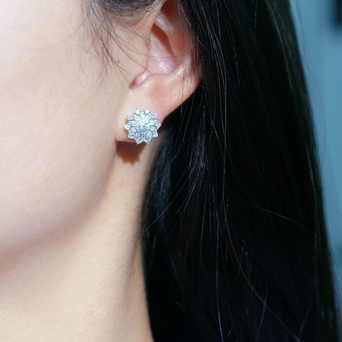 14k Gold 0.86 Ct Natural H Diamond Earrings - 5