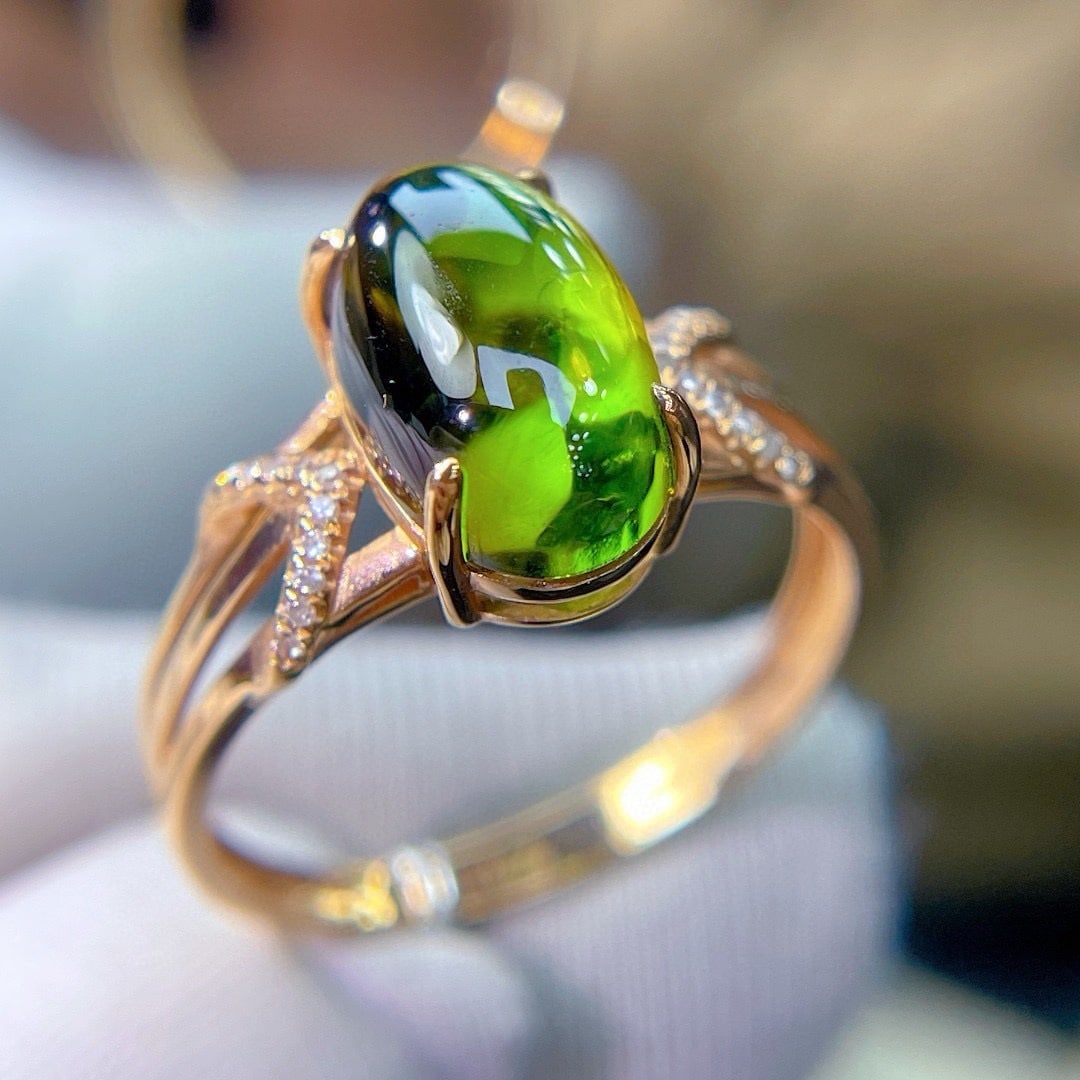 14k Gold 3.8 Ct Natural Tourmaline & Diamond Ring - 2