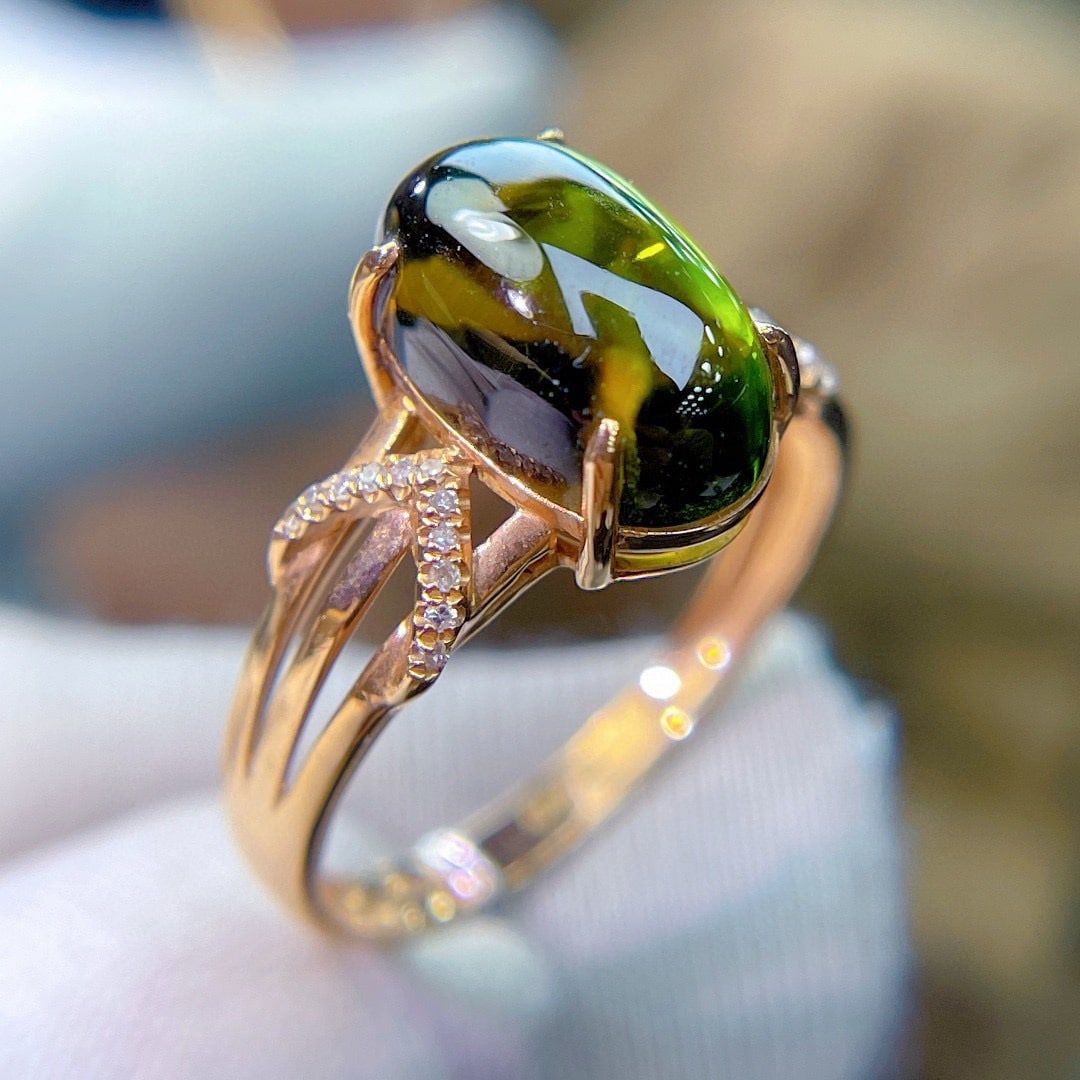 14k Gold 3.8 Ct Natural Tourmaline & Diamond Ring - 5