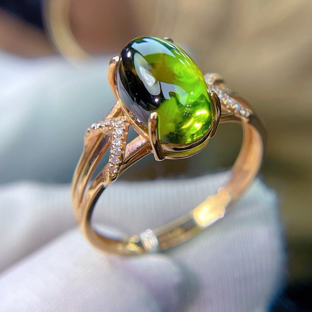14k Gold 3.8 Ct Natural Tourmaline & Diamond Ring - 6