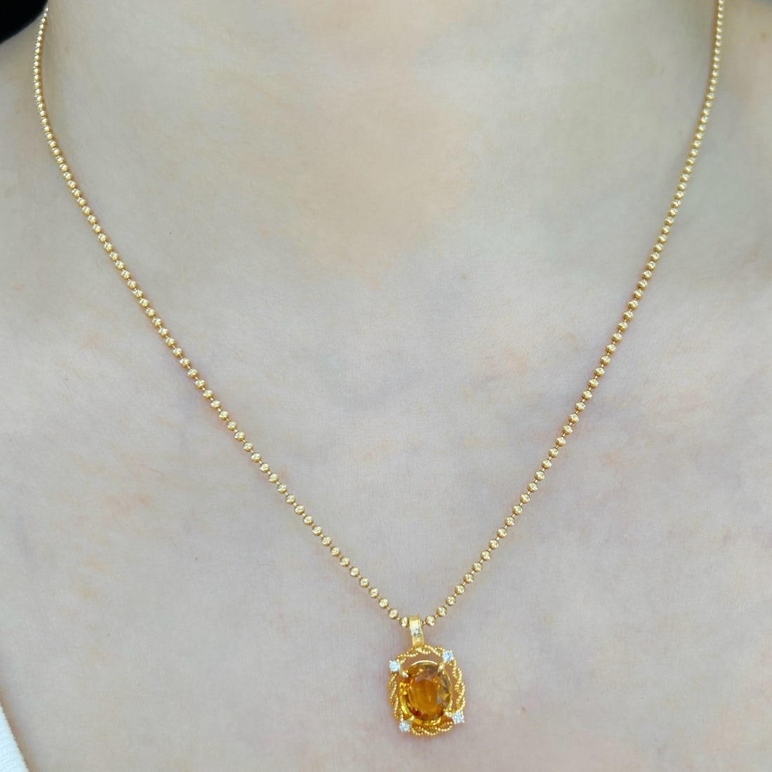 14k Gold 2.09 Ct Natural Sapphire & Diamond Pendant( Without Chain ) - 9