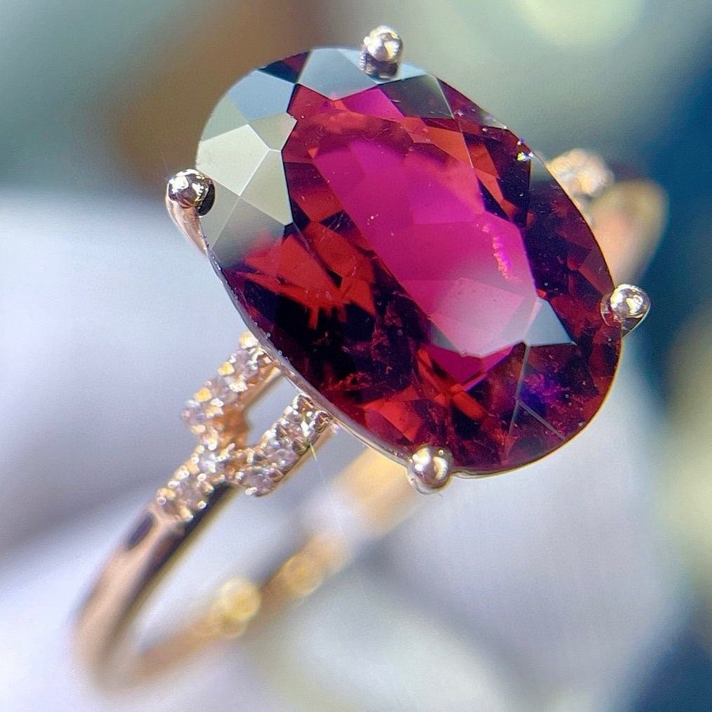 14k Gold 2.55 Ct Natural Tourmaline & Diamond Ring - 5
