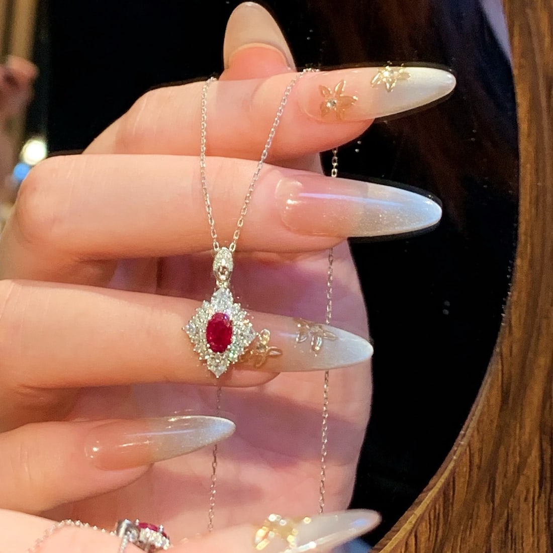 14k Gold 1.04 Ctw Natural Ruby & Diamond Pendant( Without Chain ) - 7
