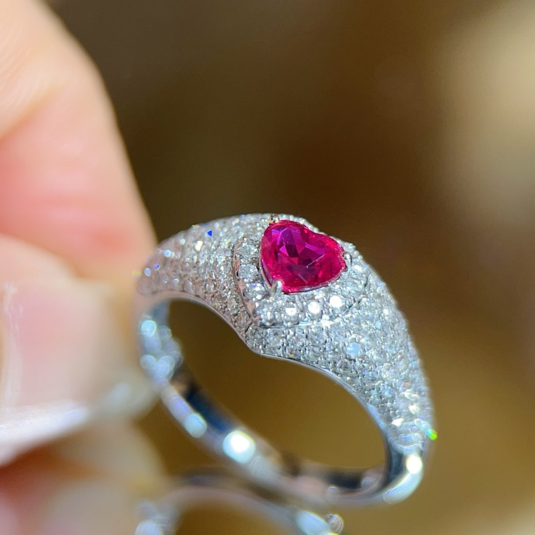 14k Gold 1.25 Ctw Natural Ruby & Diamond Ring - 2