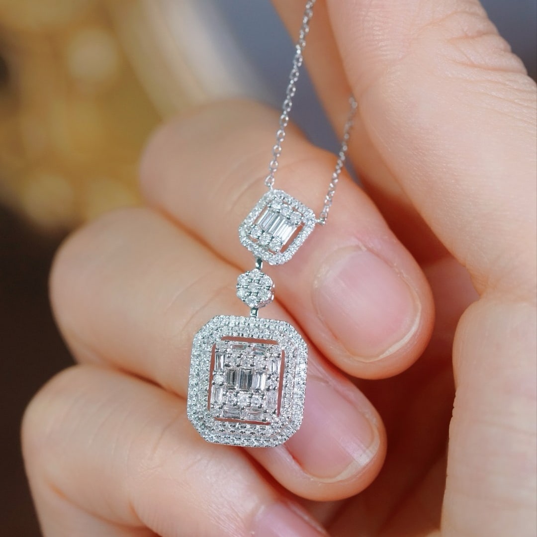 14k Gold 0.65 Ct Natural H Diamond Necklace (1 of 7)