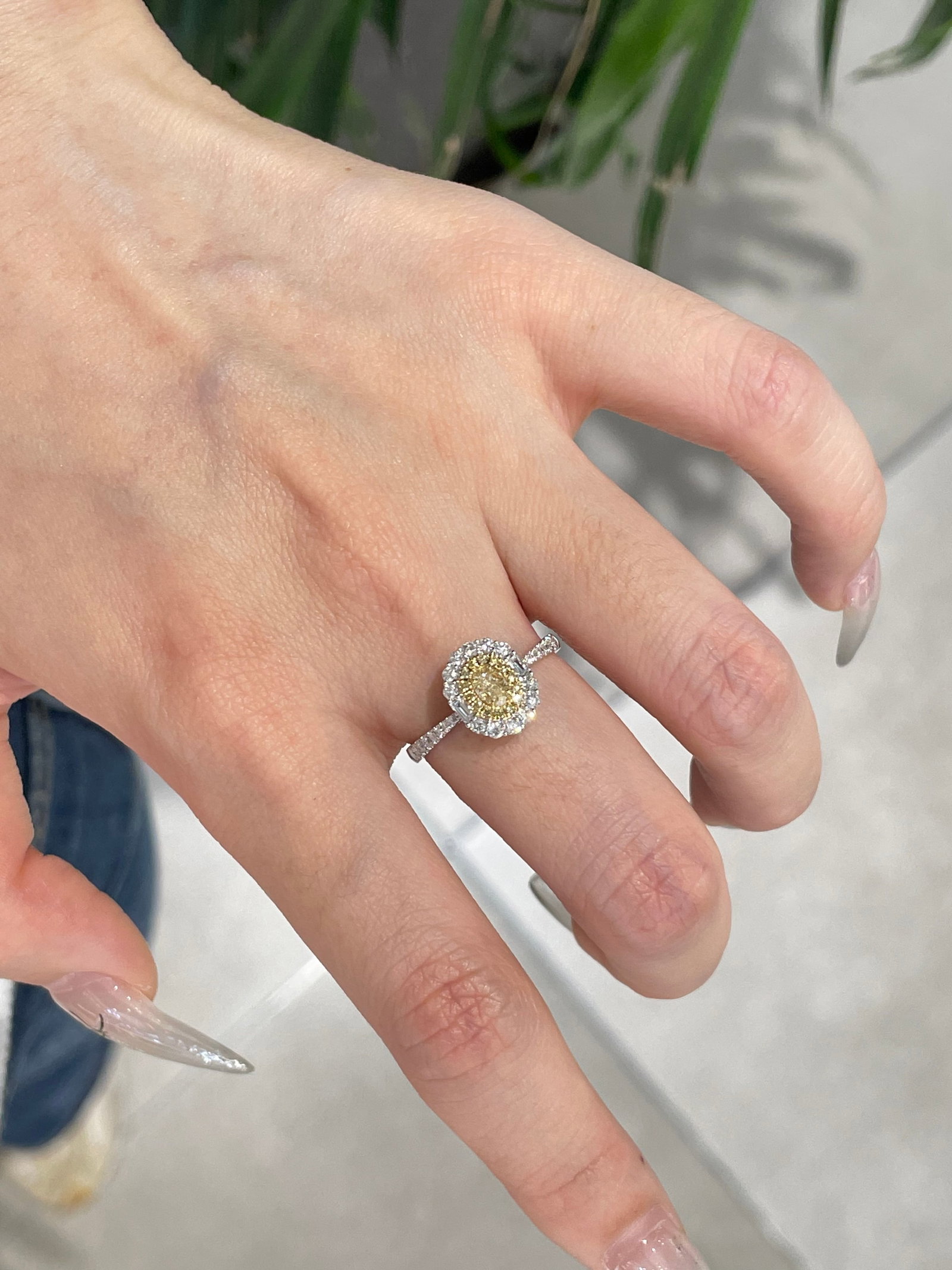 14k Gold 0.64 Ctw Natural Yellow Diamond & Diamond Ring - 5