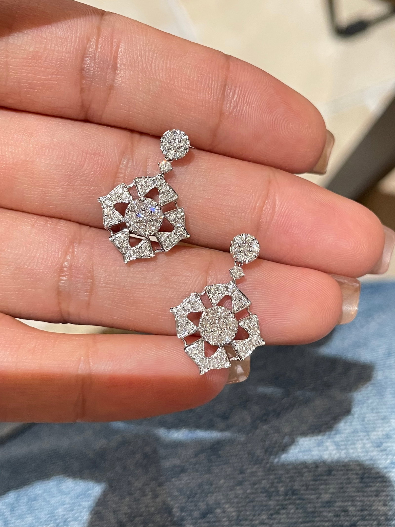 14k Gold 0.80 Ct Natural H Diamond Earrings - 3