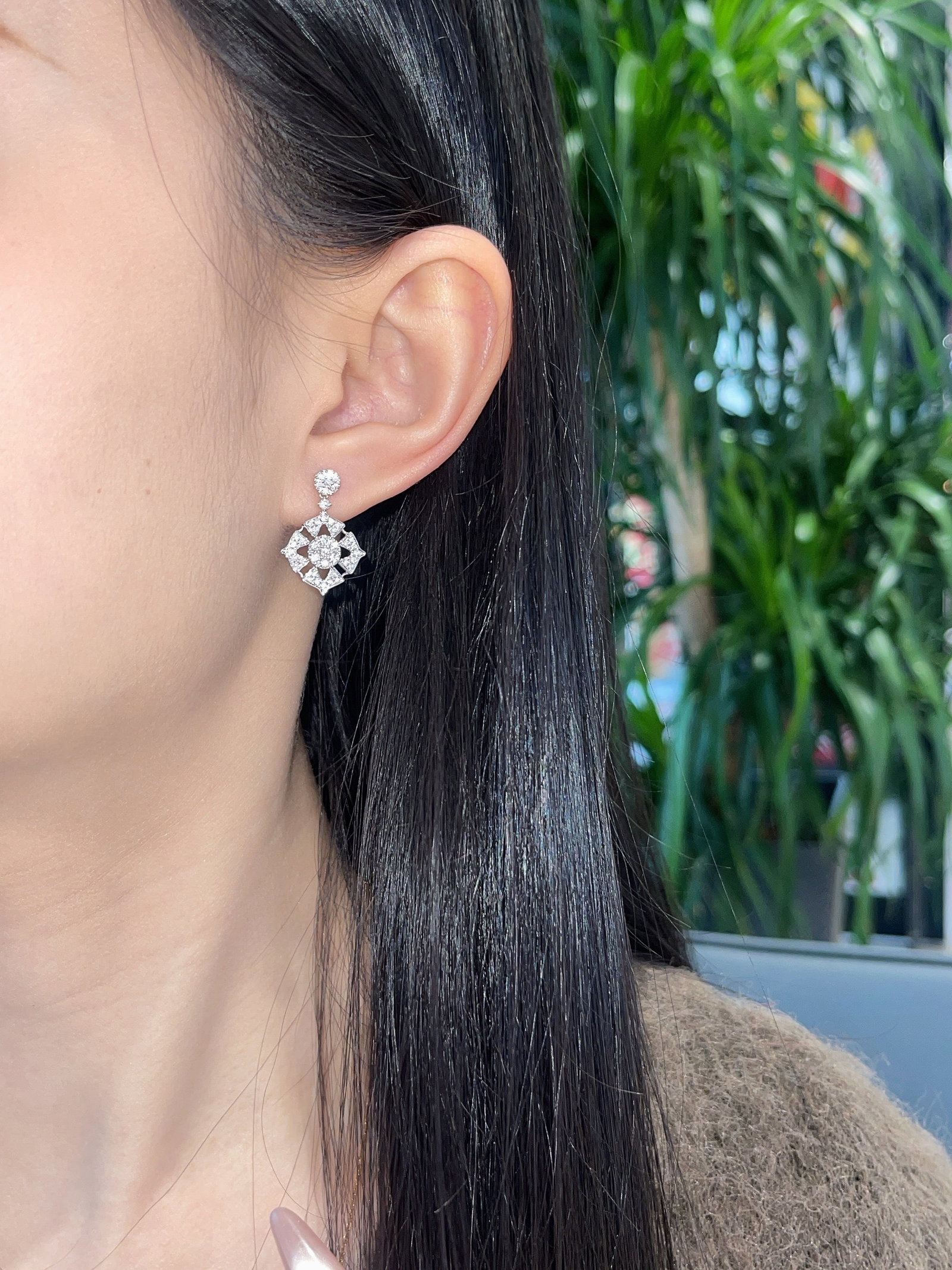 14k Gold 0.80 Ct Natural H Diamond Earrings - 4