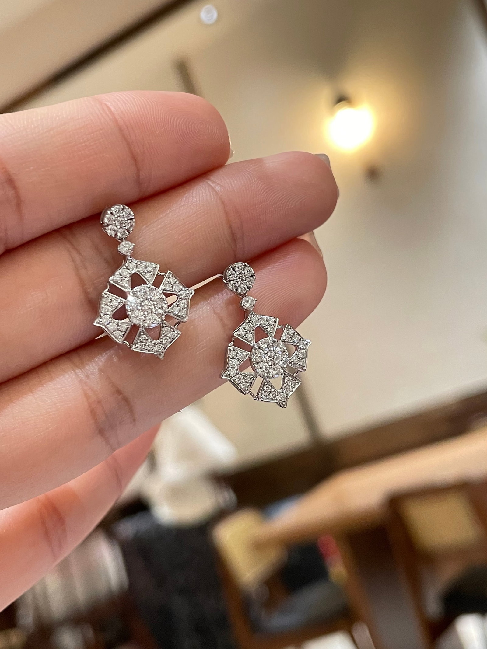 14k Gold 0.80 Ct Natural H Diamond Earrings - 5