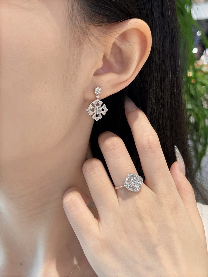 14k Gold 0.80 Ct Natural H Diamond Earrings - 6