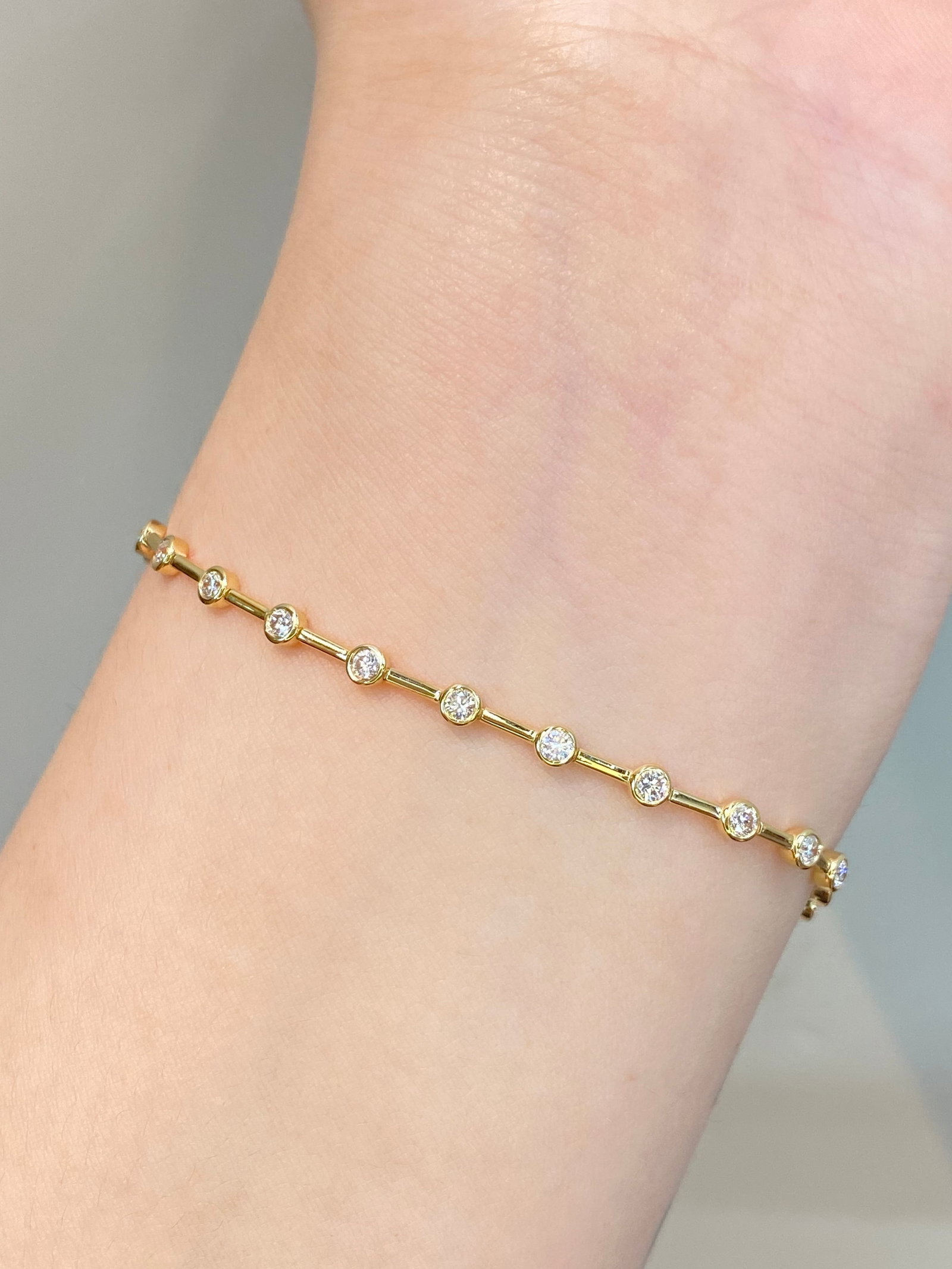 14k Gold 1 Ct Natural H Diamond Bracelet - 7