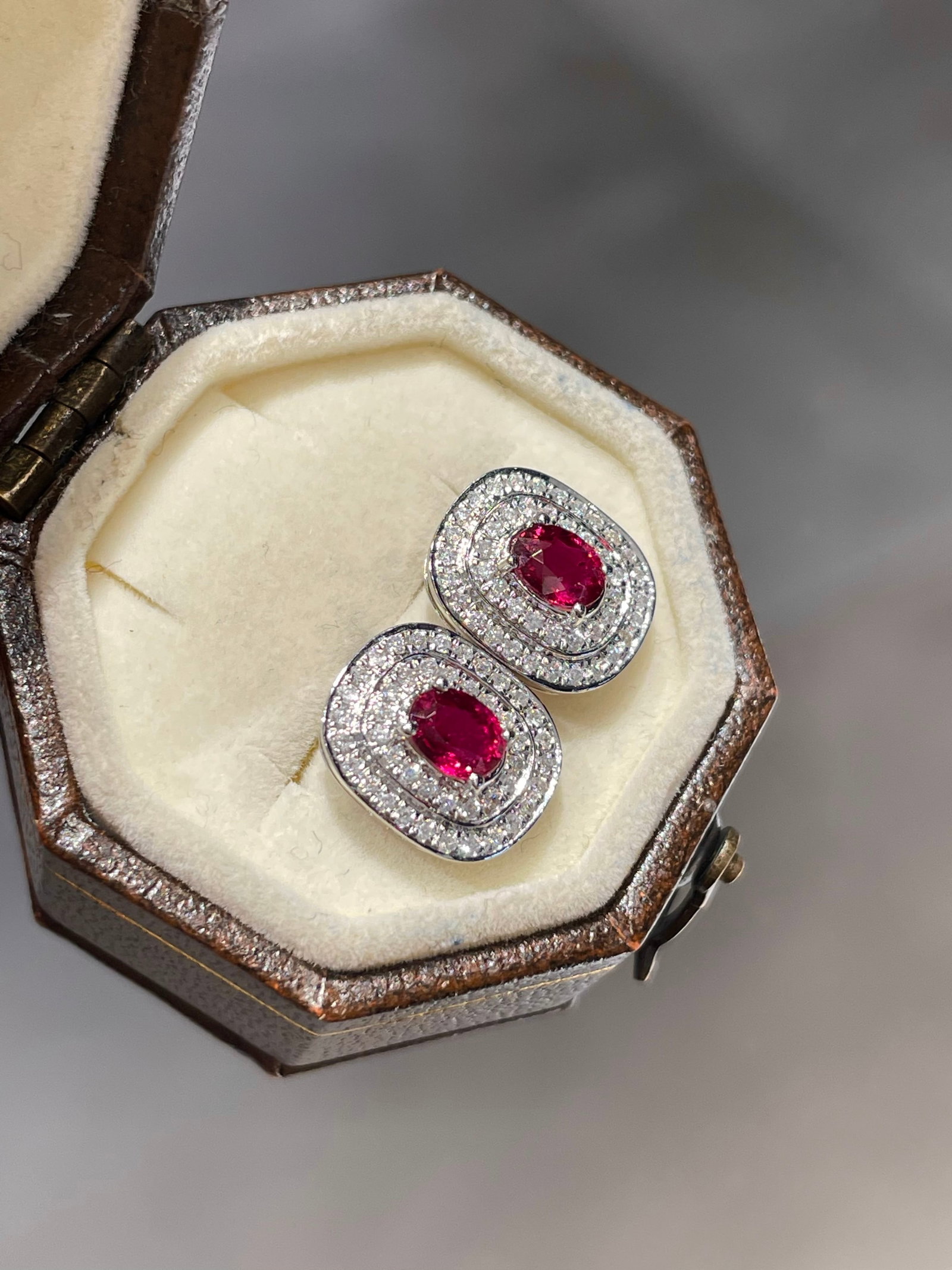 14k Gold 0.5 Ct Natural Ruby & Diamond Earrings - 5