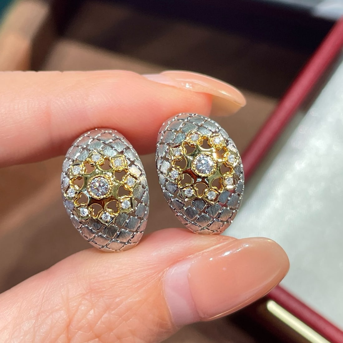 14k Gold 0.17 Ct Natural H Diamond Earrings - 4